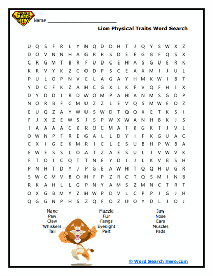 Lion Word Searches