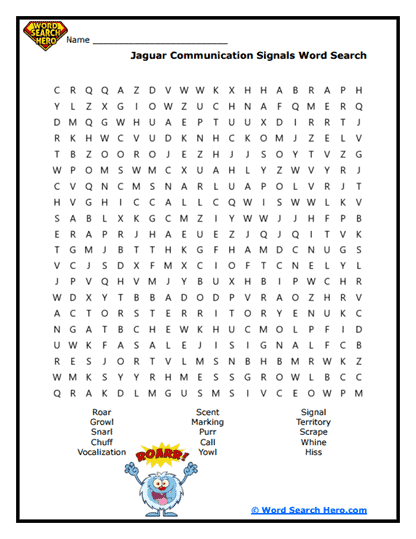 Roaring Messages Word Search