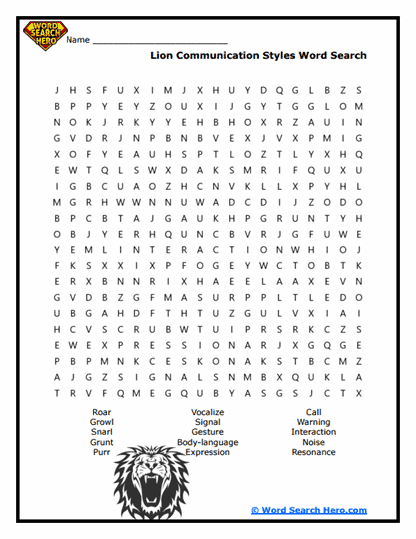 Roaring Messages Word Search