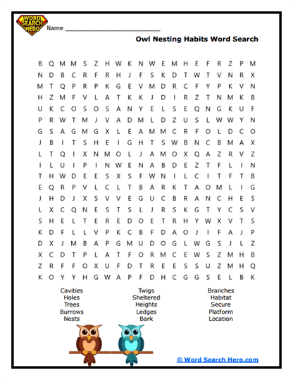 Nesting Instincts Word Search