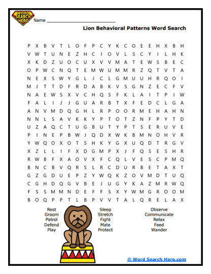 Instinctive Behaviors Word Search