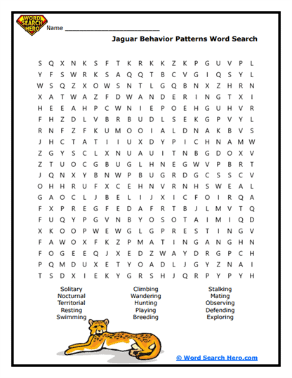 Jaguar Word Searches