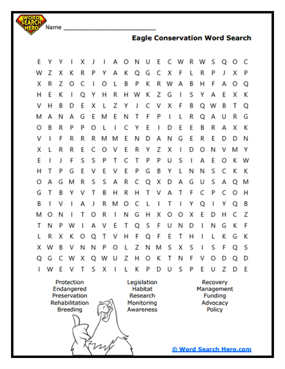 Protecting Raptors Word Search