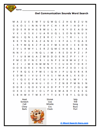 Hoot & Call Word Search