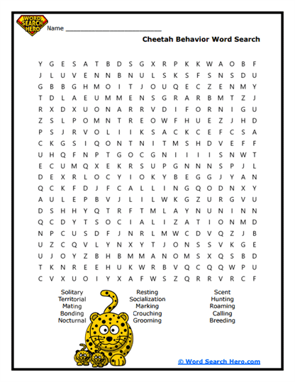 Wild Instincts Word Search