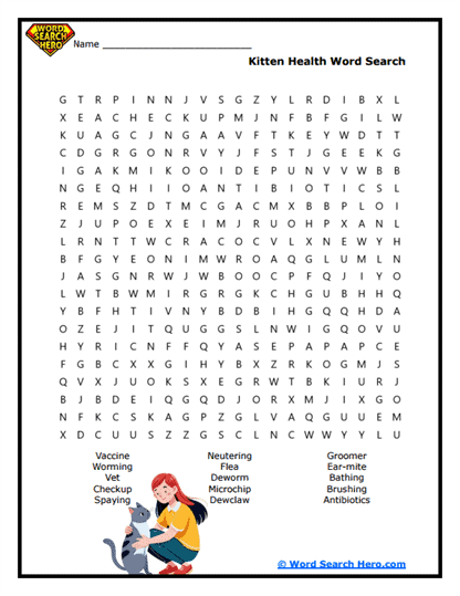 Healthy Whiskers Word Search