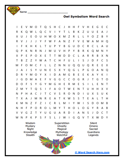 Symbolic Owls Word Search