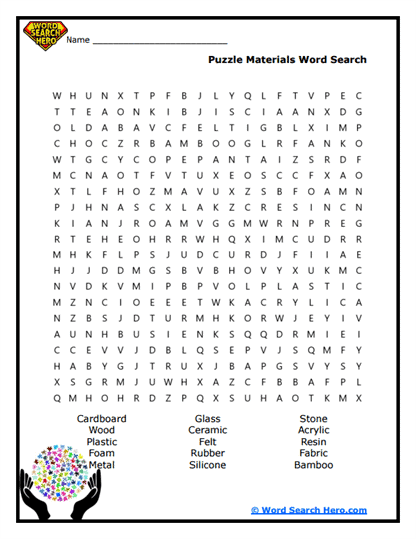 Puzzle Materials Word Search