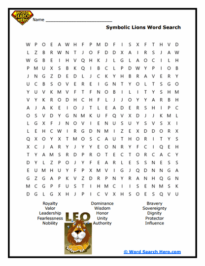 Regal Symbols Word Search