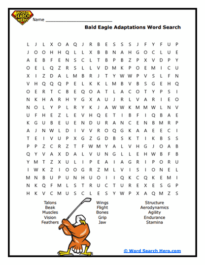 Survival Adaptations Word Search