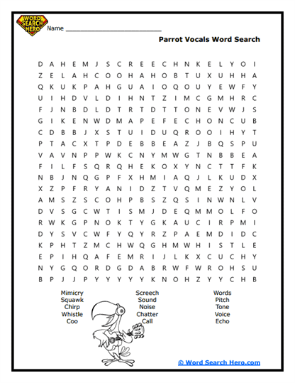 Talkative Birds Word Search