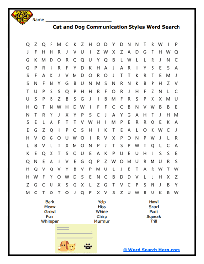 Pet Talk Word Search