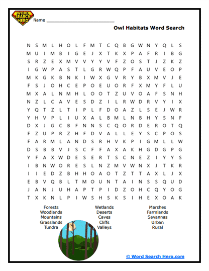 Forest Dwellers Word Search