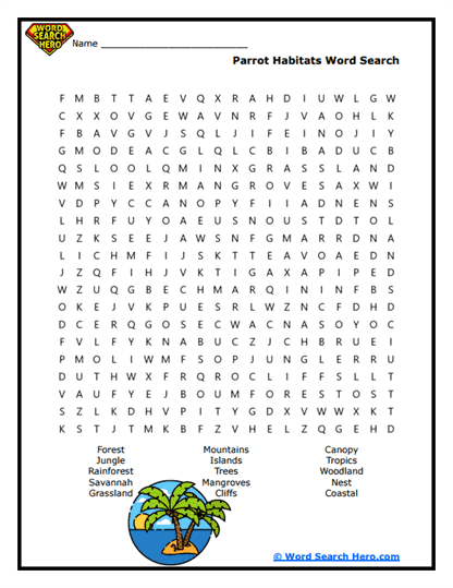 Tropical Homes Word Search