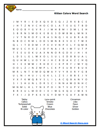 Colorful Coats Word Search