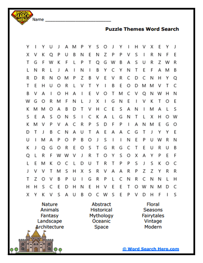 Puzzle Themes Word Search