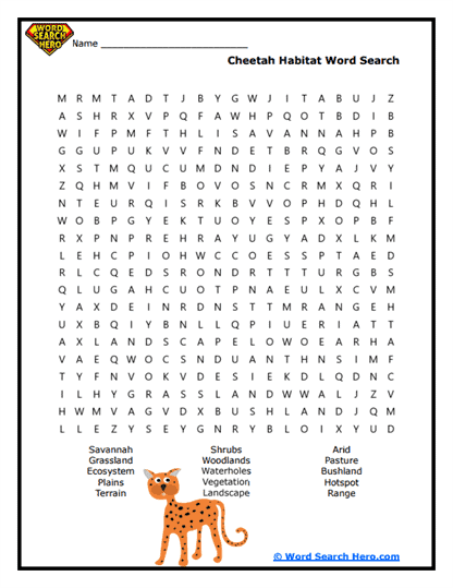 Habitat Hunters Word Search