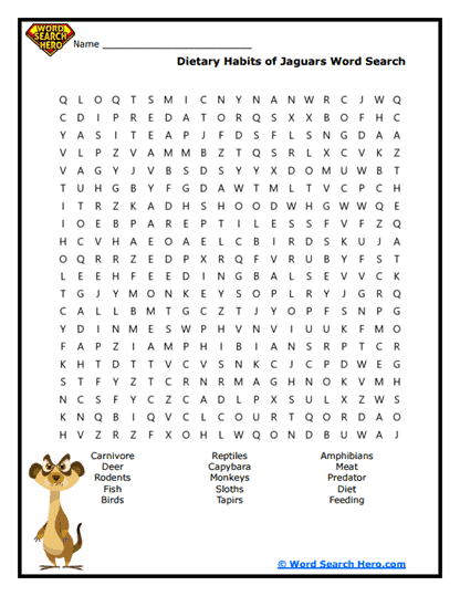 Wild Diet Word Search