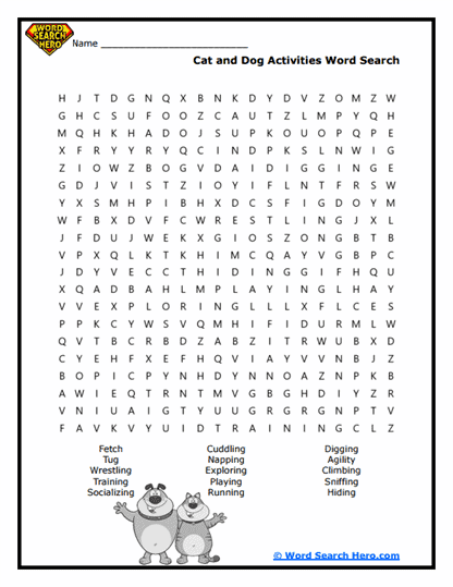 Cats and Dogs Word Searches