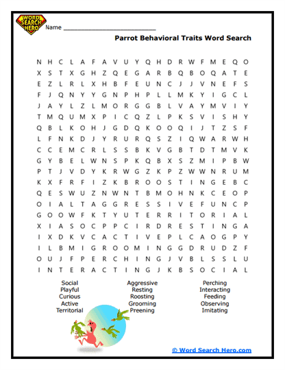 Playful Personalities Word Search