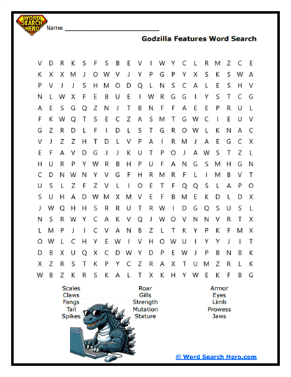 Monster Traits Word Search