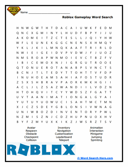 Roblox Word Searches