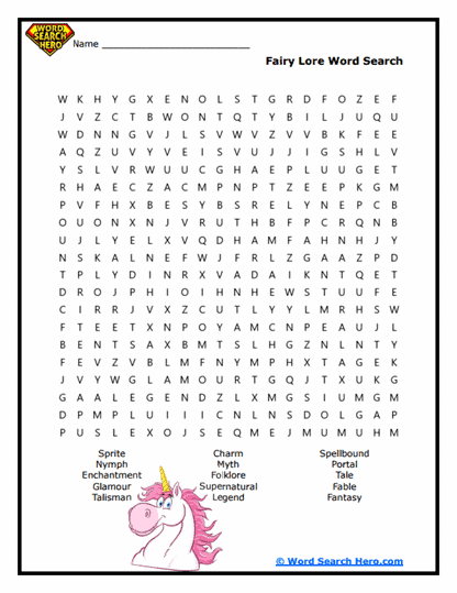 Magical Myths Word Search