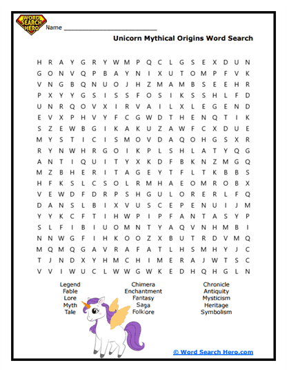 Unicorn Word Searches