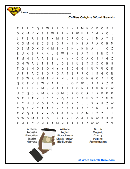 Coffee Word Searches