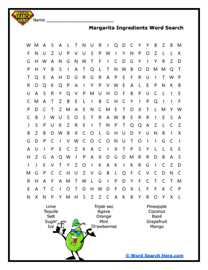 Margarita Mix Word Search