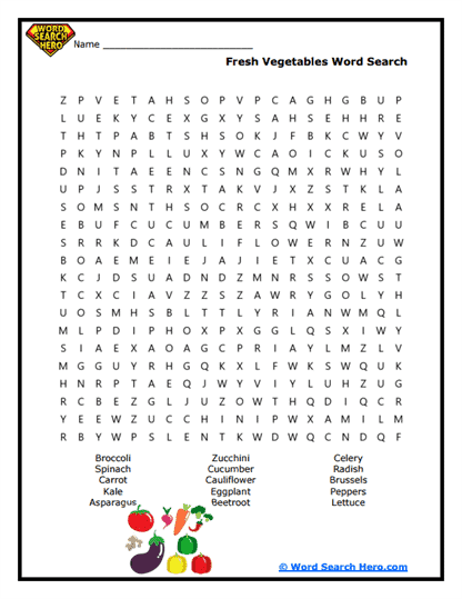 Veggie Hunt Word Search