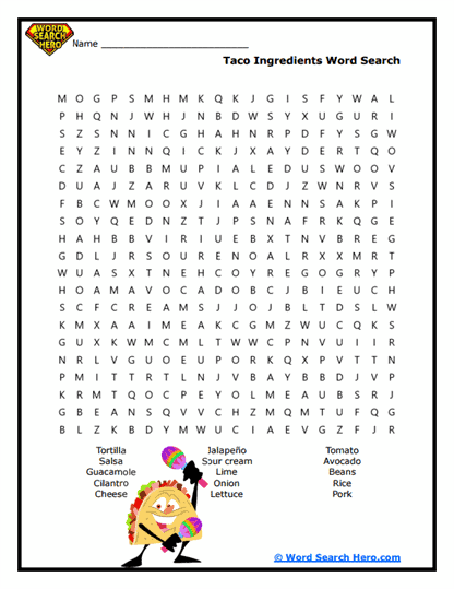 Taco Word Searches