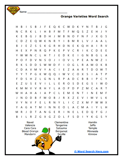 Citrus Selection Word Search