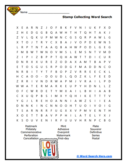 Stamp Hunt Word Search