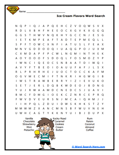 Flavor Frenzy Word Search