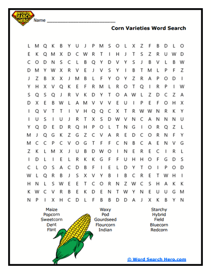 Corn Word Searches