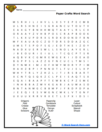 Paper Crafts Word Search