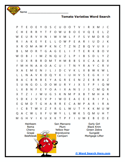 Tomato Word Searches