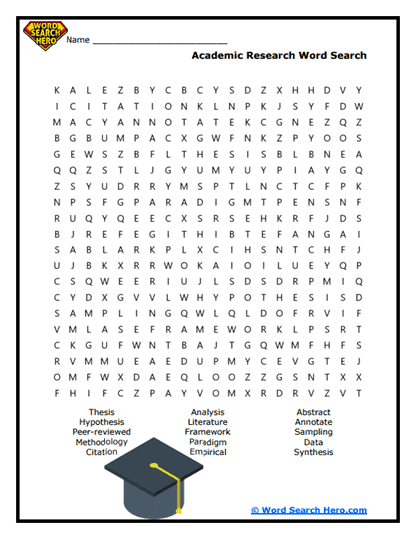 Academic Research Word Search