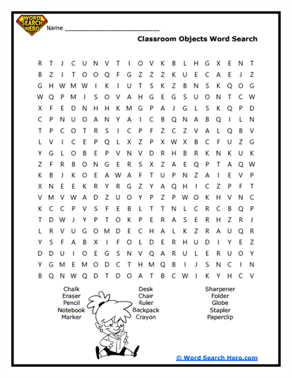 Classroom Quest Word Search