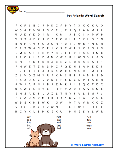 Furry Friends Word Search