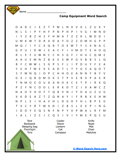 Camping Word Searches