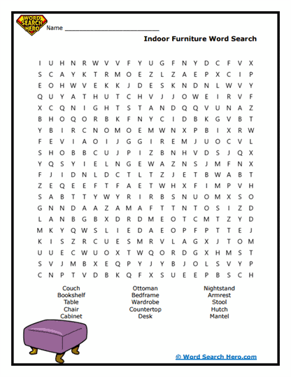 Cozy Corners Word Search