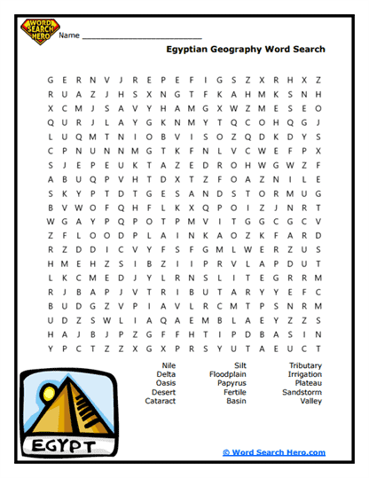 Nile Quest Word Search
