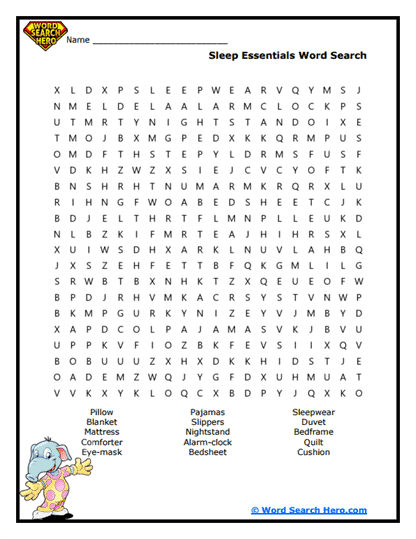 Cozy Sleep Word Search