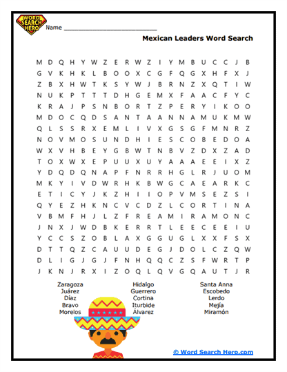 Mexican Icons Word Search