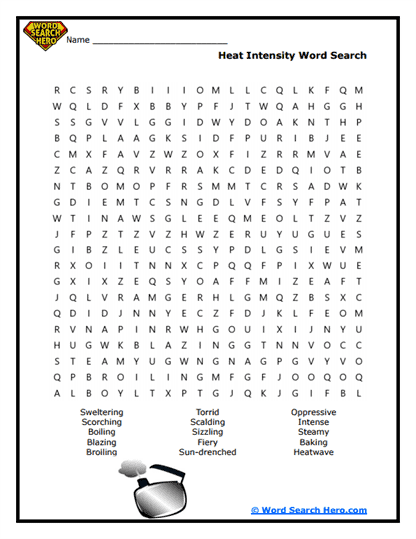 Fiery Words Word Search