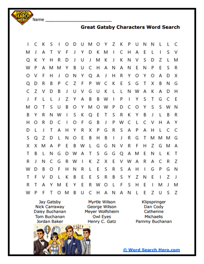 Gatsby Characters Word Search