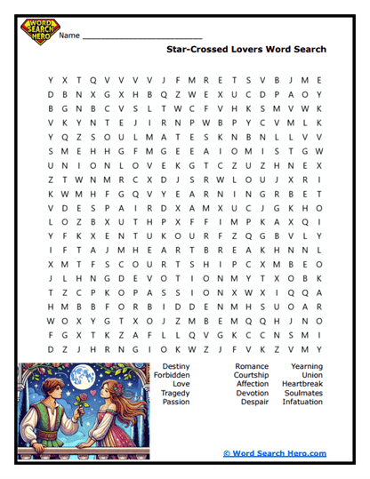 Romeo and Juliet Word Searches