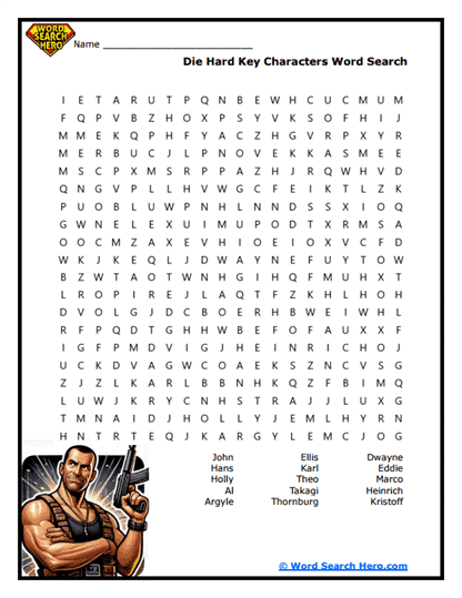 Action Movie Word Searches
